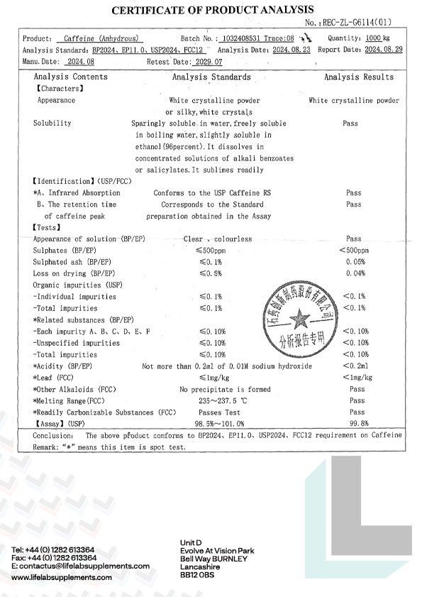 LifeLab Supplements Caffeine Powder